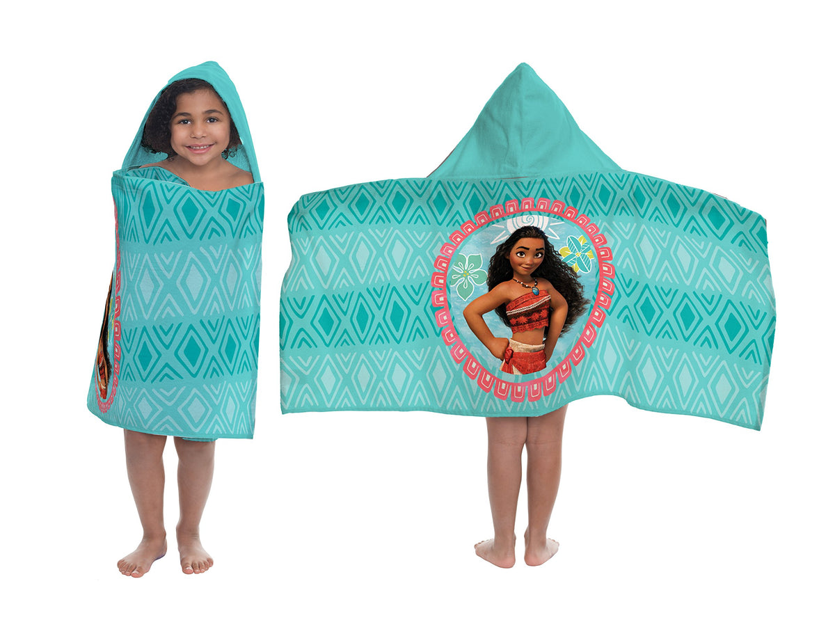 Jay Franco Moana hooded towel in kid-size 22x51 for bath, pool, or beach