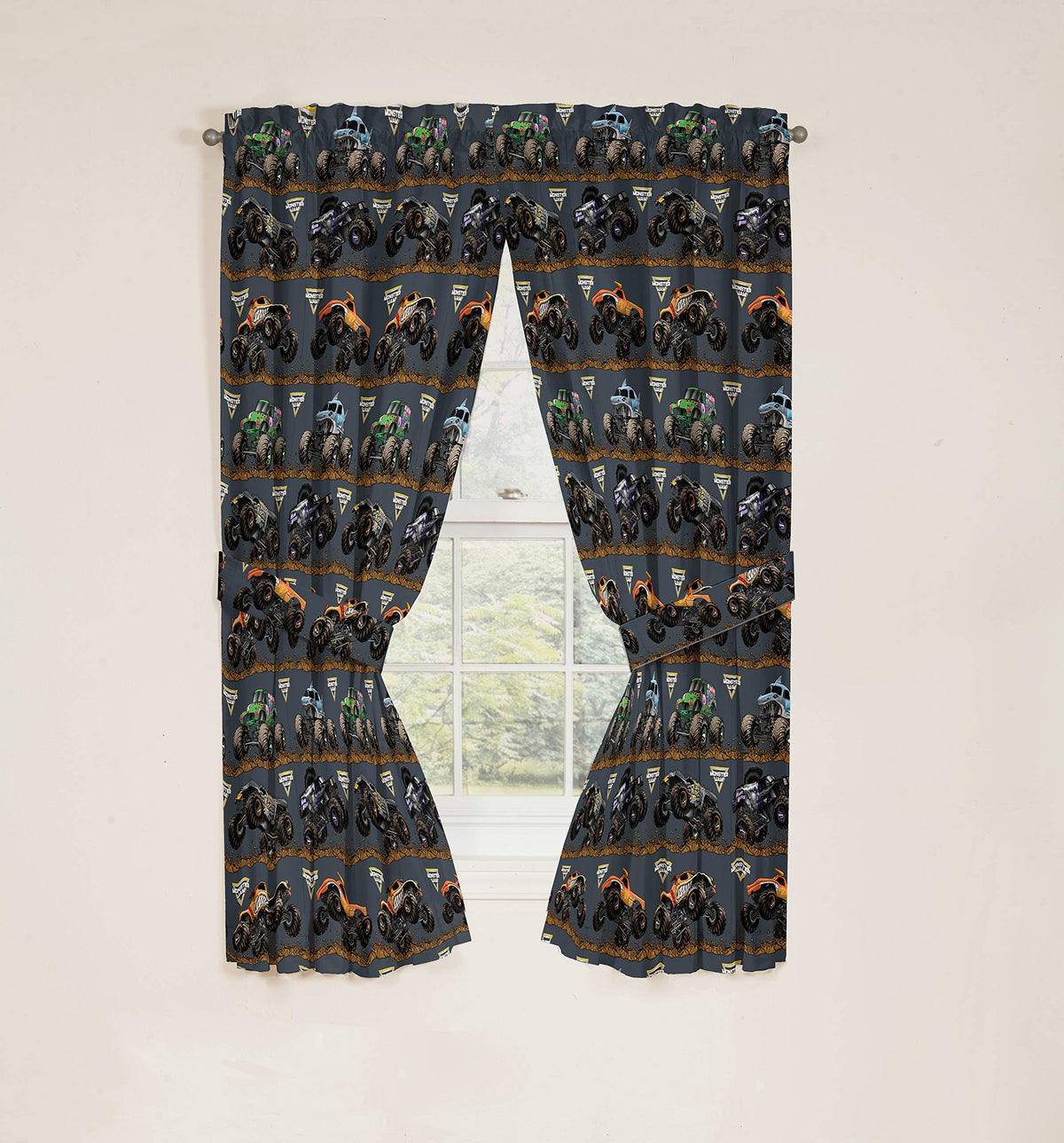 Machine washable Jay Franco Monster Jam drapes for simple at-home care.