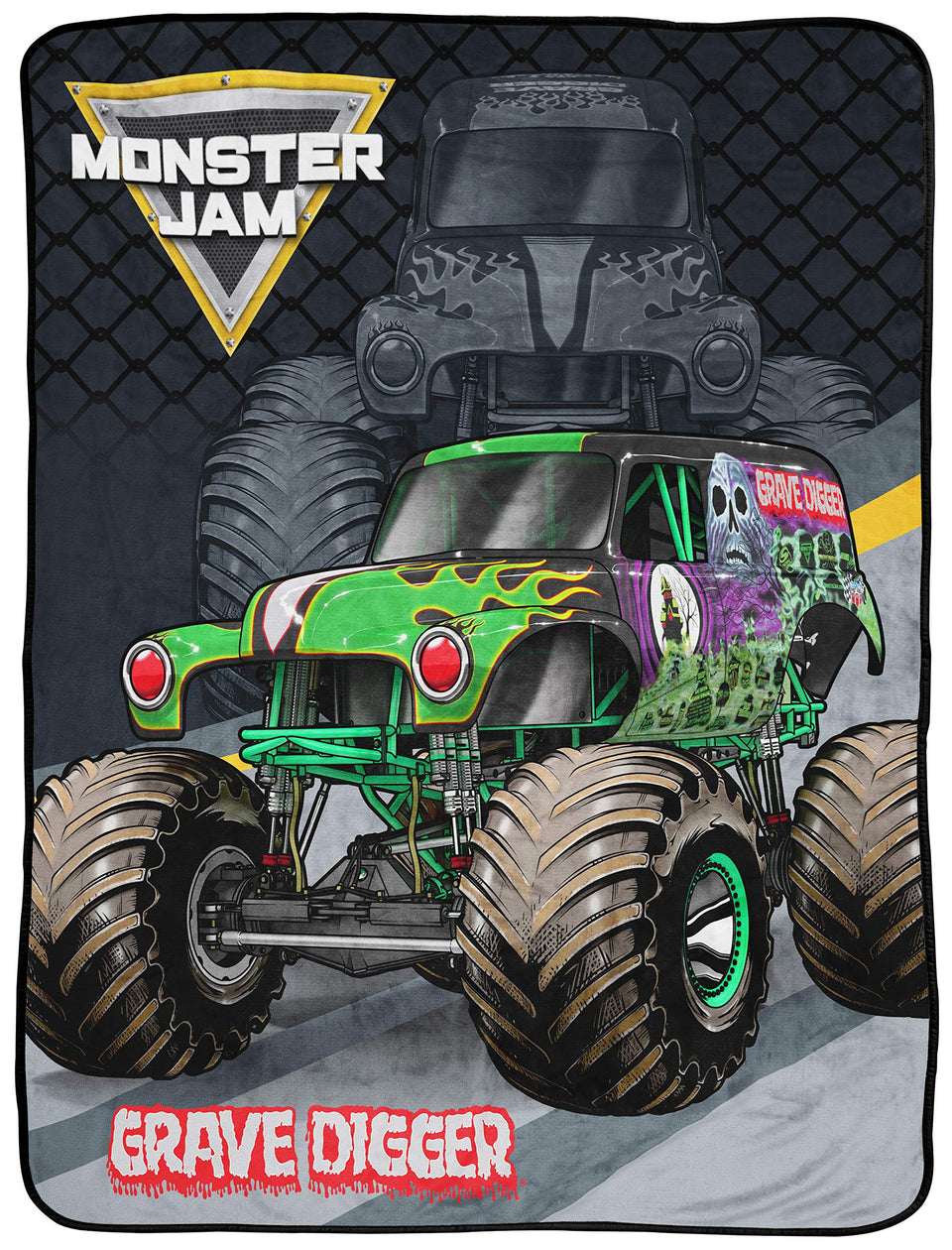 Jay Franco Monster Jam plush throw on couch for cozy nights.