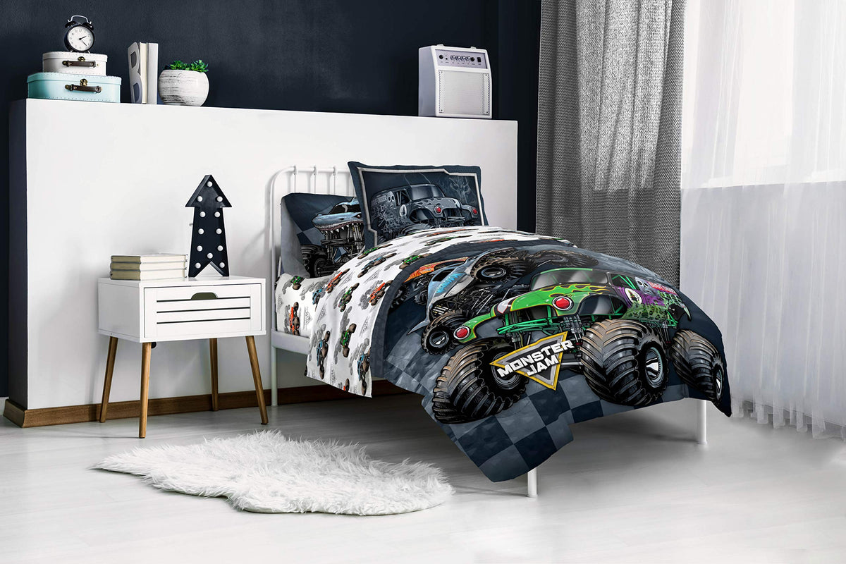 Jay Franco Monster Jam Megalodon graphic, fierce sea monster vibe