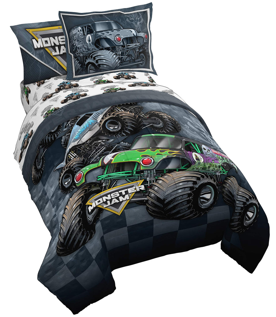 Jay Franco Monster Jam comforter with Grave Digger for a bold kid’s bed.