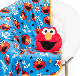 Jay Franco Sesame Street Elmo plush pillow offers a soft cuddle for bedtime.