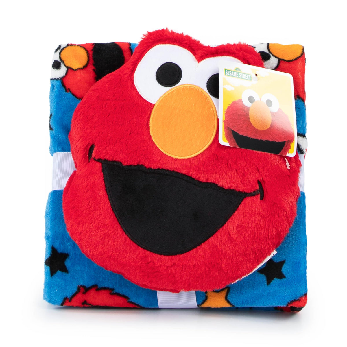 Child cuddles Sesame Street Elmo set during nap time.