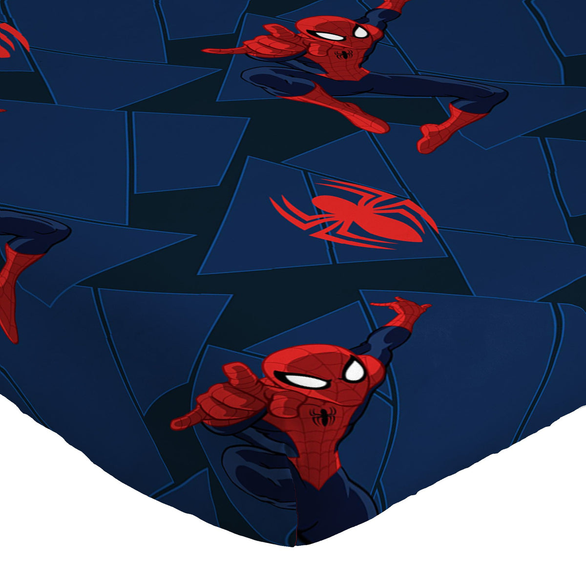 Jay Franco Spiderman flat sheet laid out for easy bed setup and coordination
