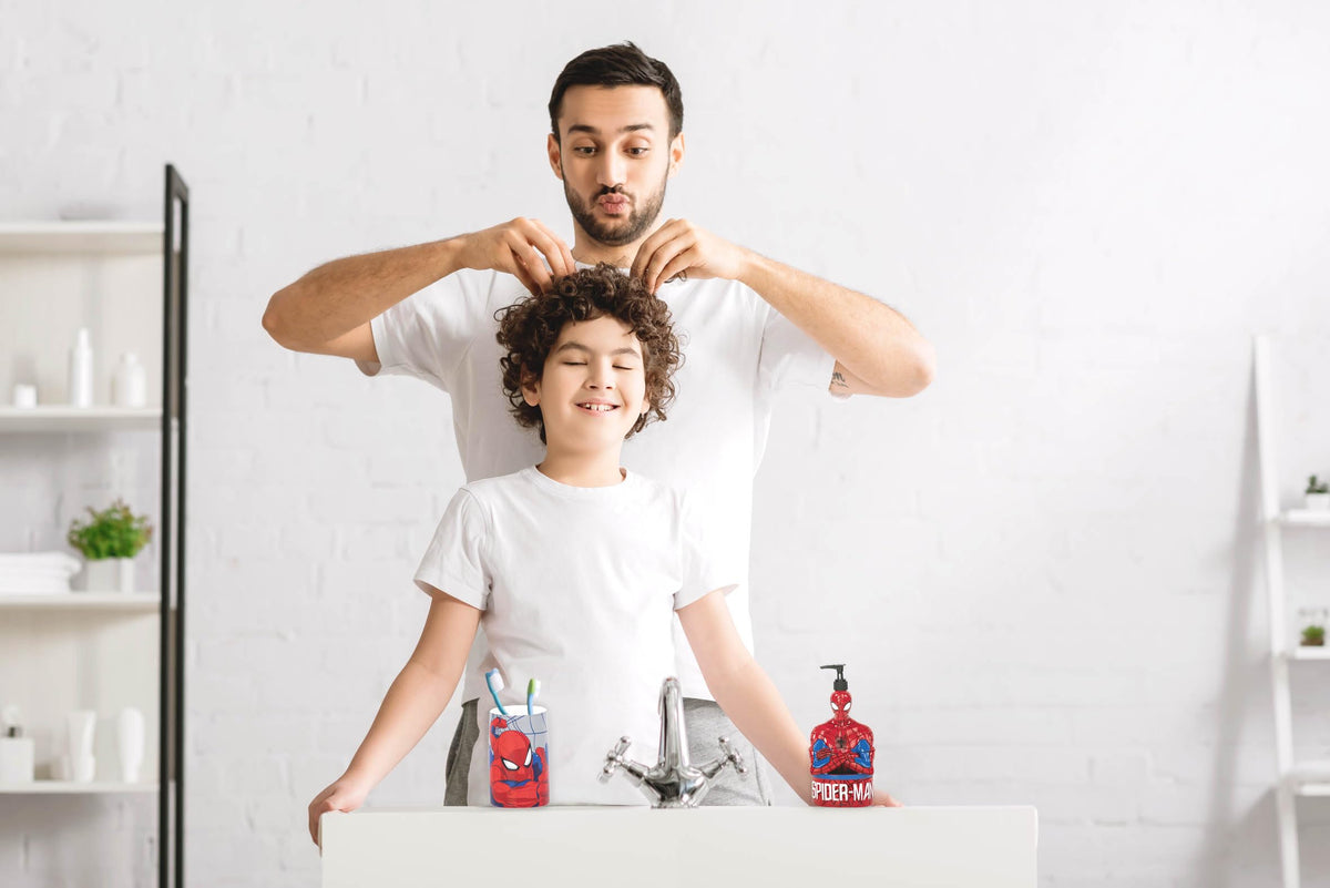 Jay Franco Spider-Man soap dispenser is refillable and easy for daily hand hygiene.