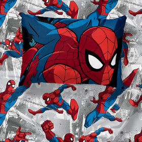 Jay Franco Spiderman Burst microfiber texture close-up emphasizes softness and easy care.