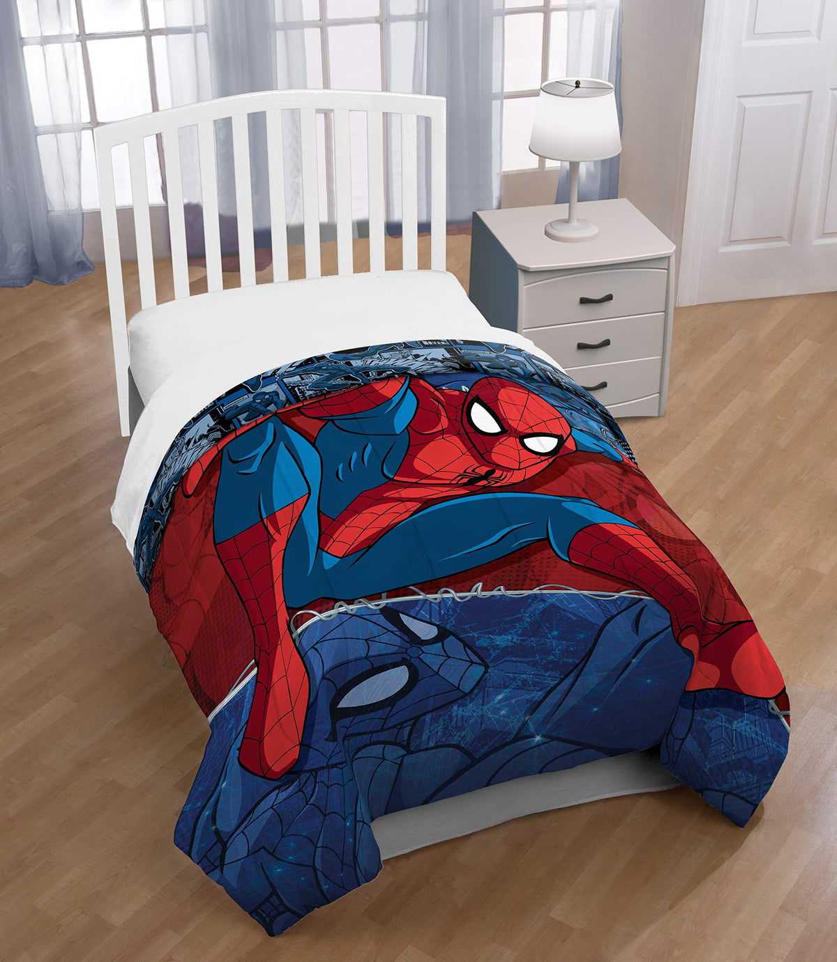 Jay Franco Spiderman comforter reverse graphic offers versatile two-in-one room decor.