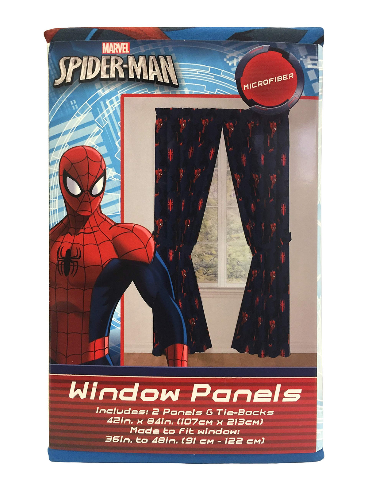 Jay Franco Marvel Spider-Man curtain bundle enhances room decor for fans.