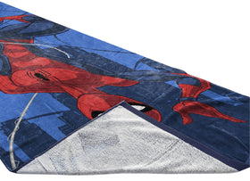 Jay Franco Spider-Man Hi Neighbor towel draped on a chair, absorbent after splash days.