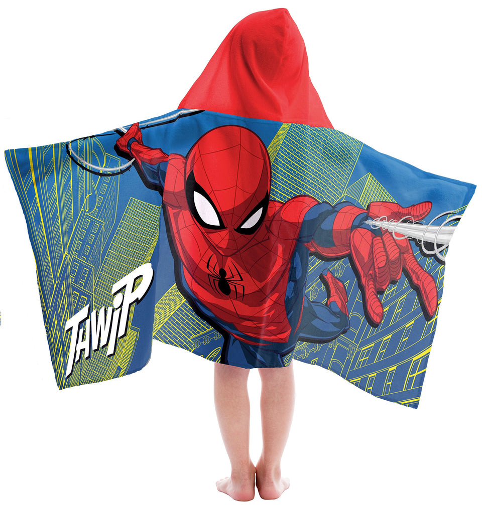 Jay Franco Spiderman hooded towel with a 3D hood for playful bath time.