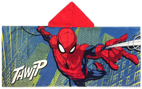 Jay Franco Spiderman hooded towel size 22x51 supports easy kid drying.