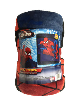 Jay Franco Spiderman plush throw, folded for storage, easy travel warmth.