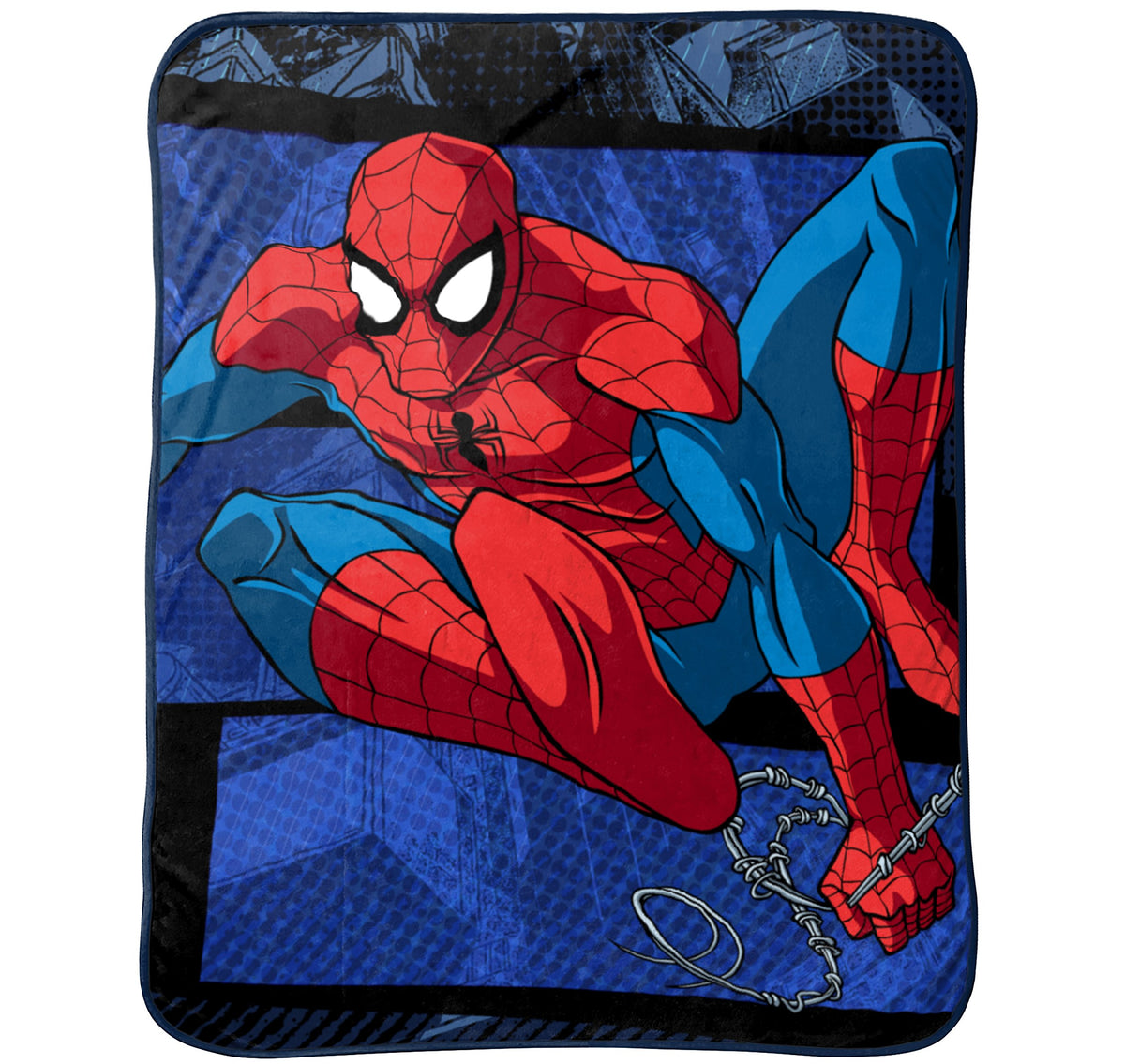 Jay Franco Spiderman plush throw, front view, soft fleece ideal for cozy bedroom decor.