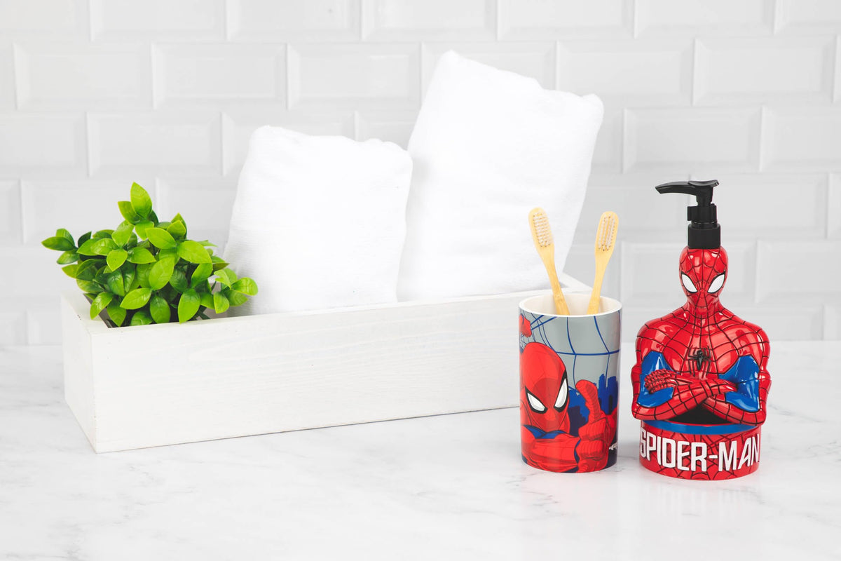 Jay Franco Spider-Man tumbler doubles as a pencil holder or vanity display.