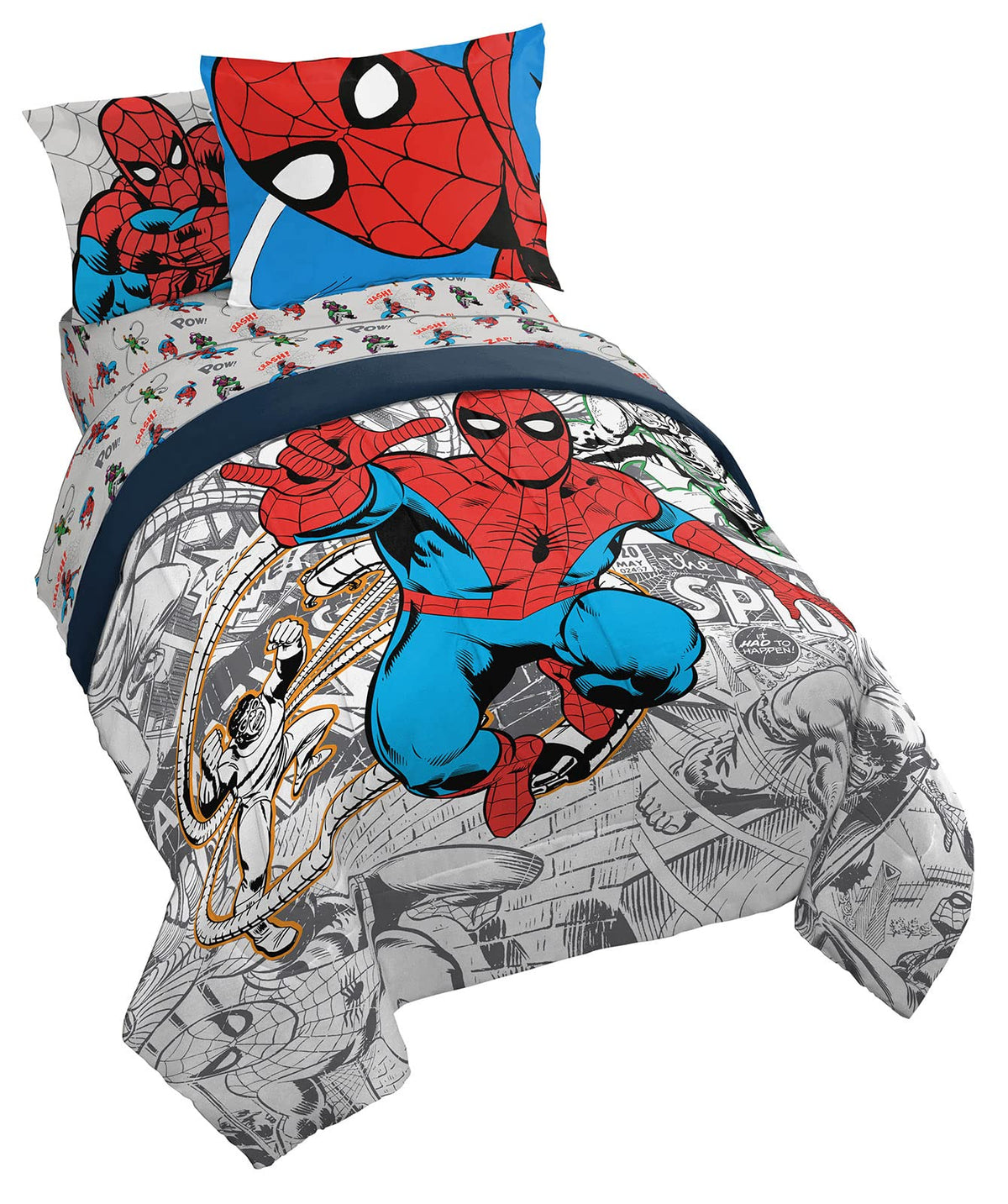 Jay Franco Spiderman Spidey VS 5pc twin set comforter shows soft warmth and hero style.