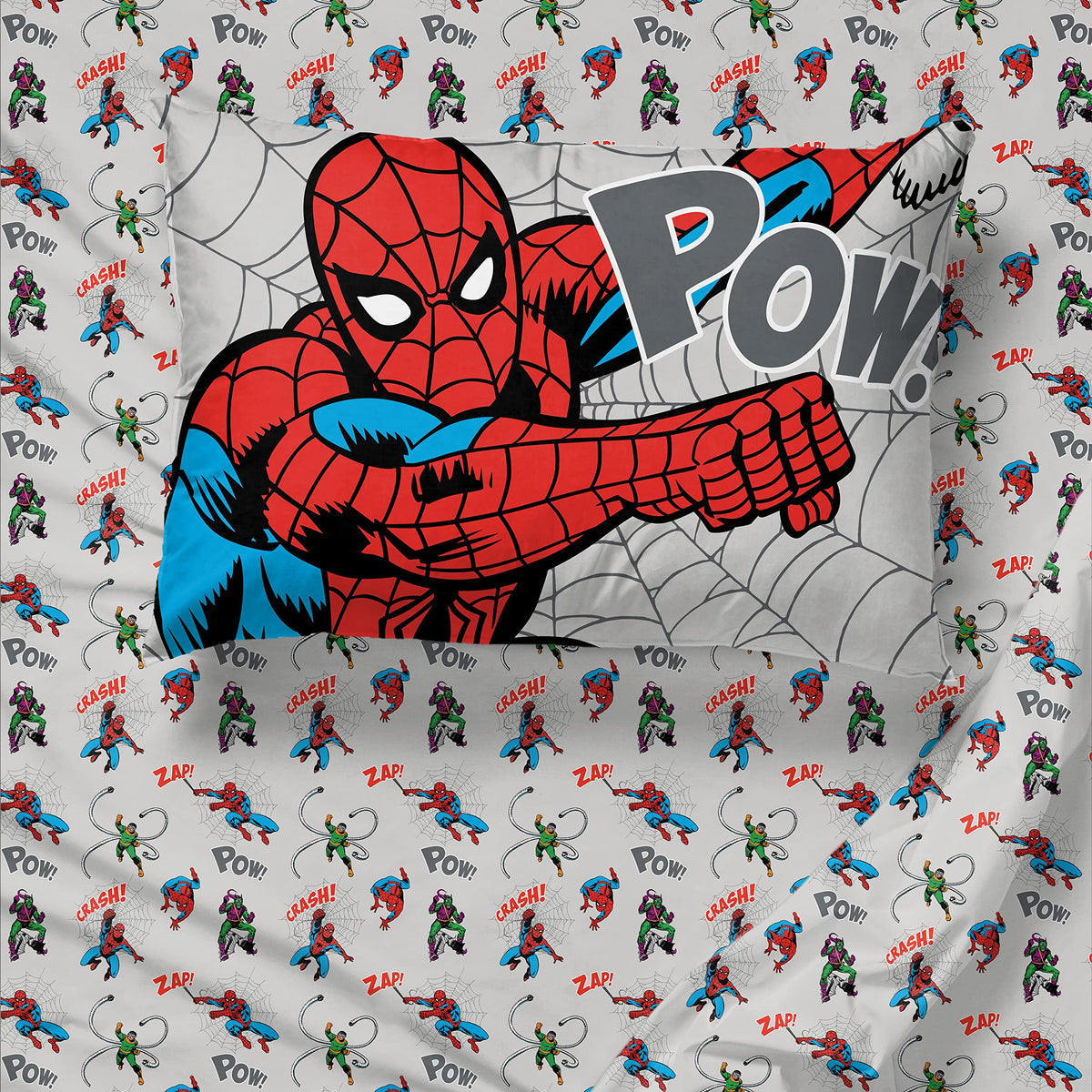 Jay Franco Spiderman fabric closeup emphasizes ultra-soft microfiber texture.