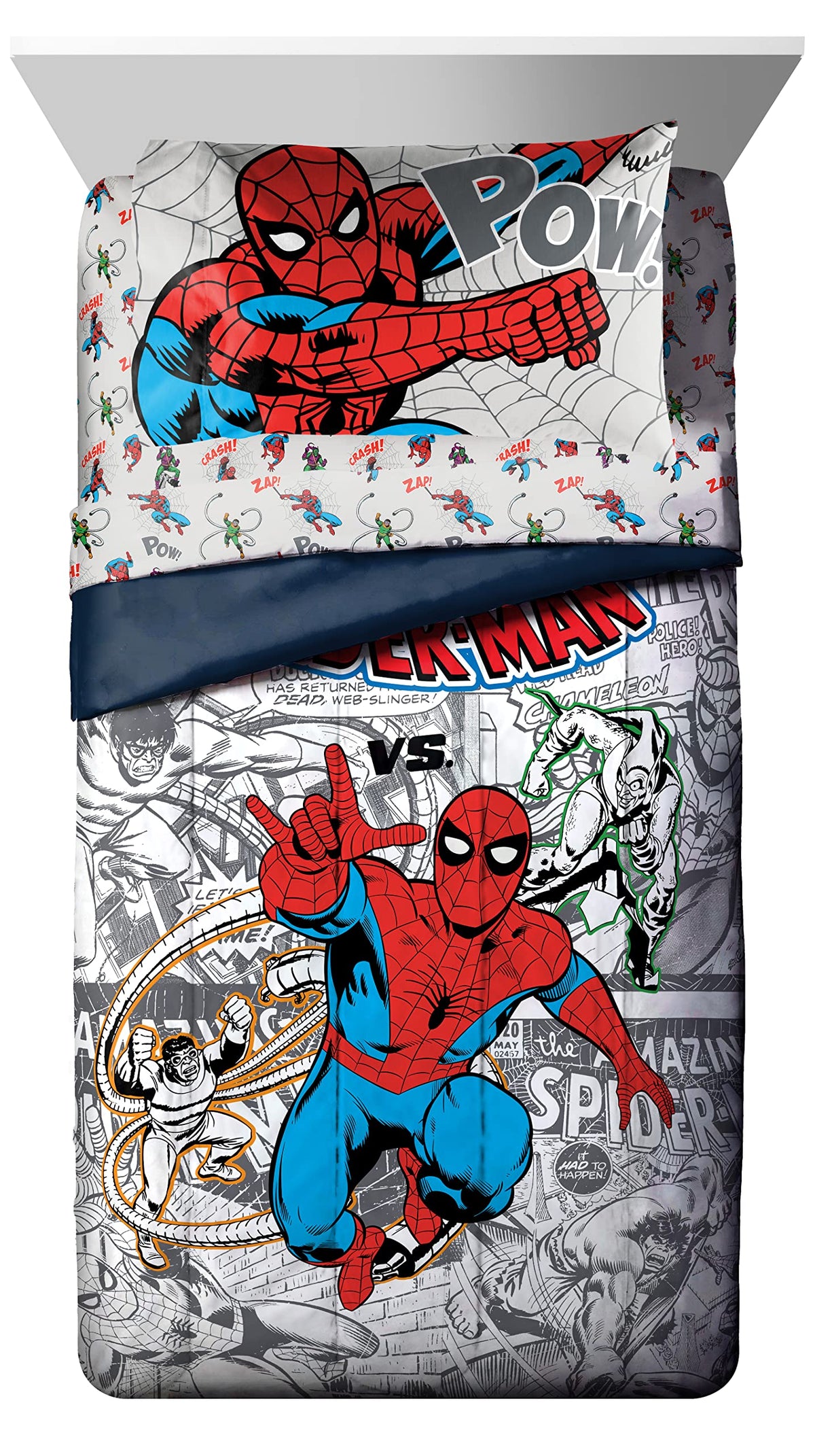 Jay Franco Spiderman Spidey VS twin fitted sheet demonstrates smooth microfiber and all-night comfort.