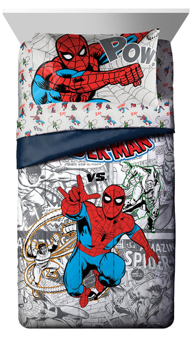 Jay Franco Spiderman Spidey VS twin fitted sheet demonstrates smooth microfiber and all-night comfort.