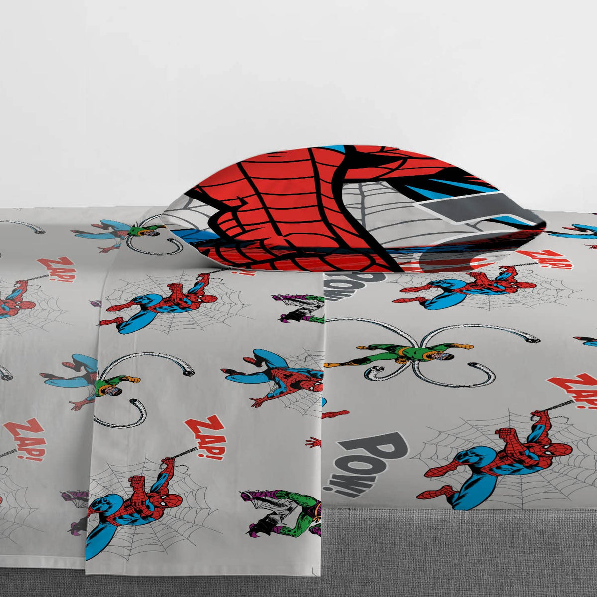 Jay Franco Spiderman pillowcase reveals durable, fade-resistant design for long-lasting color.