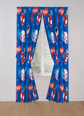 Jay Franco Spidey curtains in a kids' bedroom create a soft, inviting sleep space.