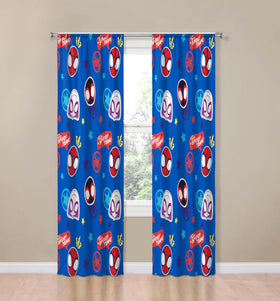 Jay Franco Spidey curtains fabric closeup highlights soft microfiber feel and durable color.