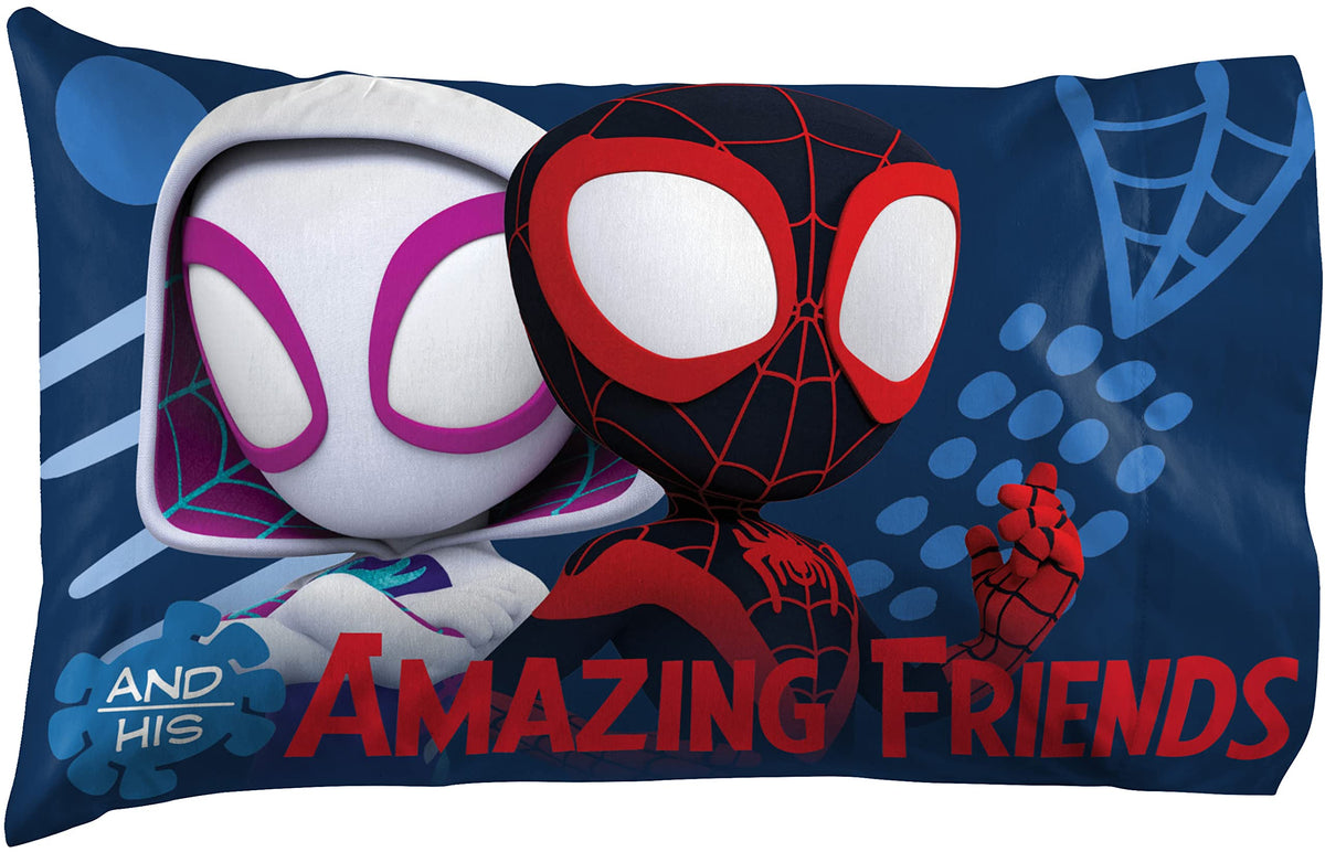 Jay Franco Spidey and Friends pillowcase pair ready for bedtime.