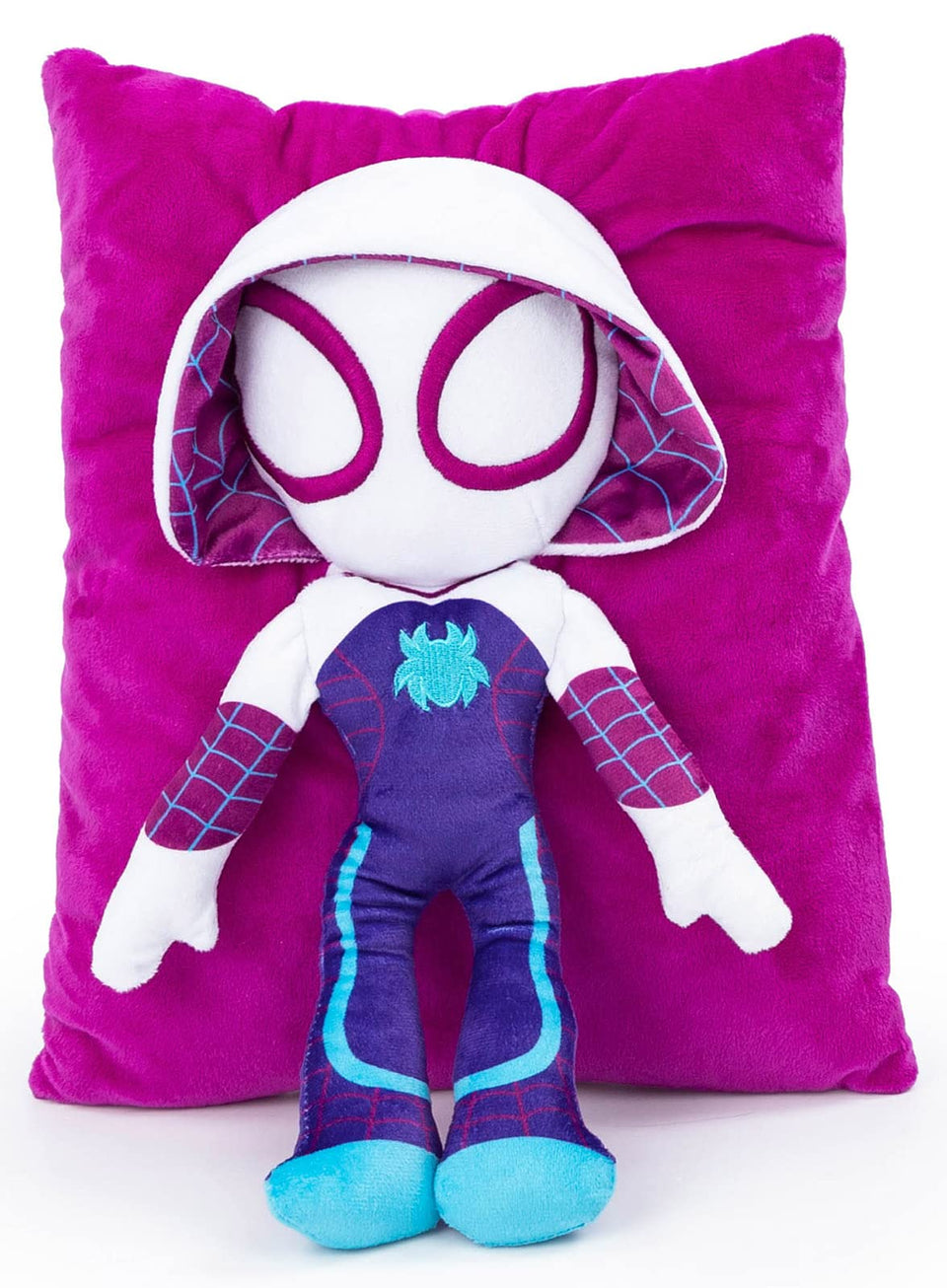 Jay Franco Gwen Ghost Spider 3D snuggle pillow front design for cozy naps