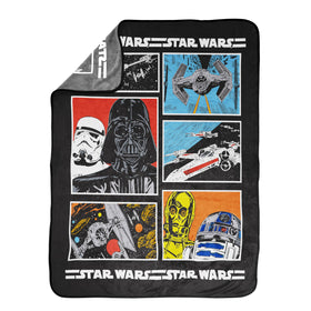 Jay Franco Star Wars blanket with C-3PO design, soft plush warmth for kids.