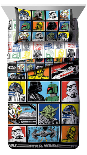 Close-up of Star Wars characters on Jay Franco bedding.
