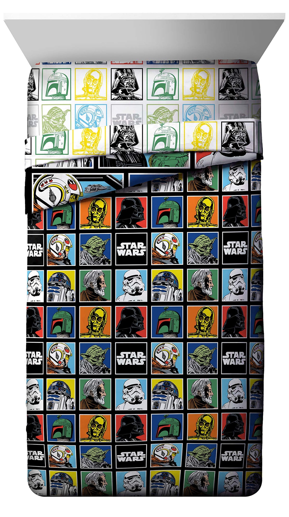 Soft microfiber fitted sheet from Jay Franco Star Wars Classic Grid for comfort.