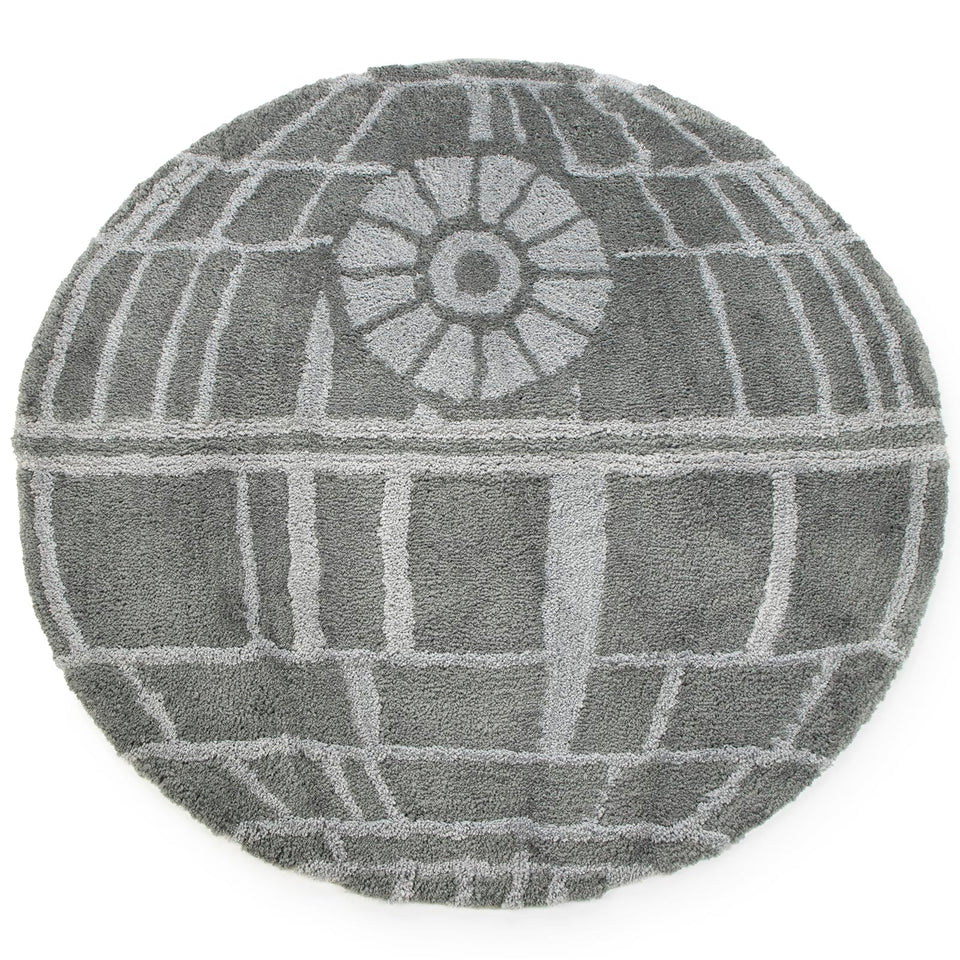 Jay Franco Star Wars Death Star plush rug, 3x3 ft, soft and cozy.