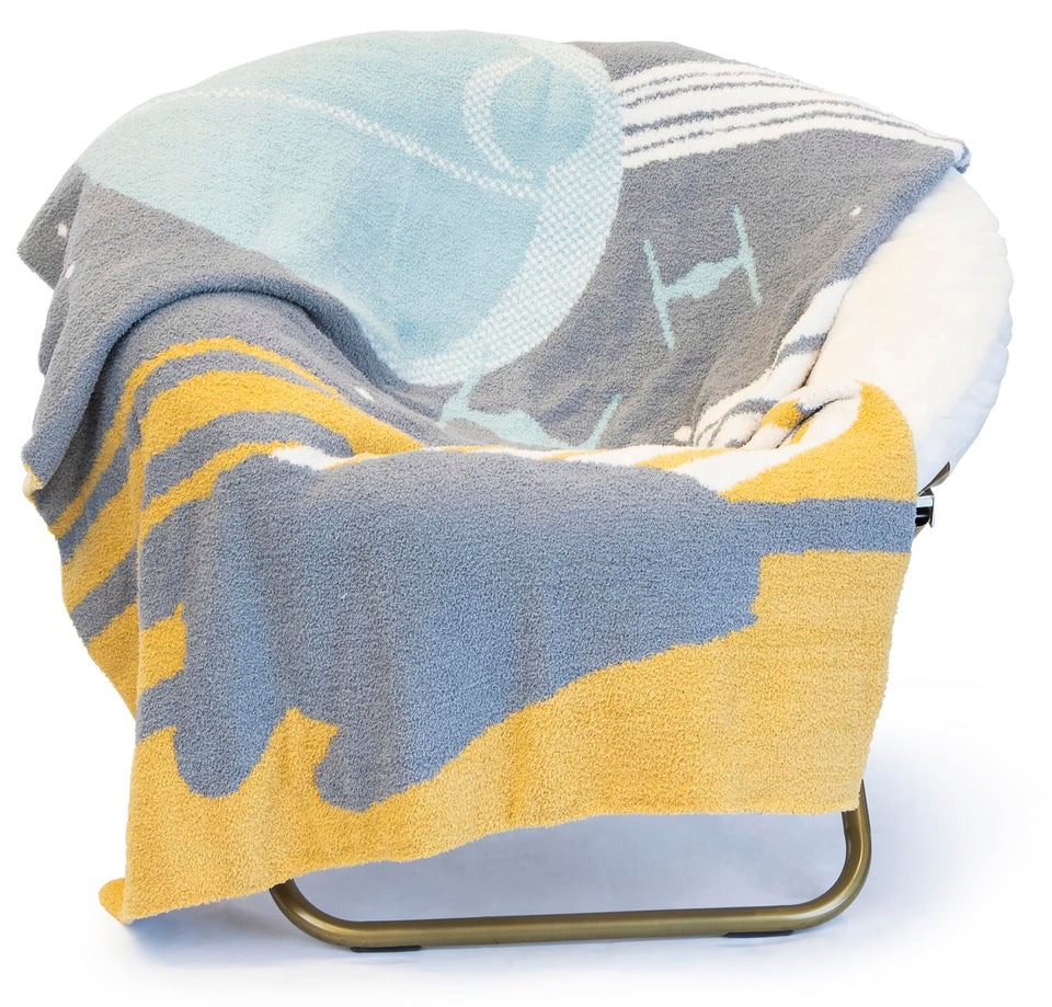 Jay Franco Star Wars feather-knit throw with Death Star for cozy movie nights.