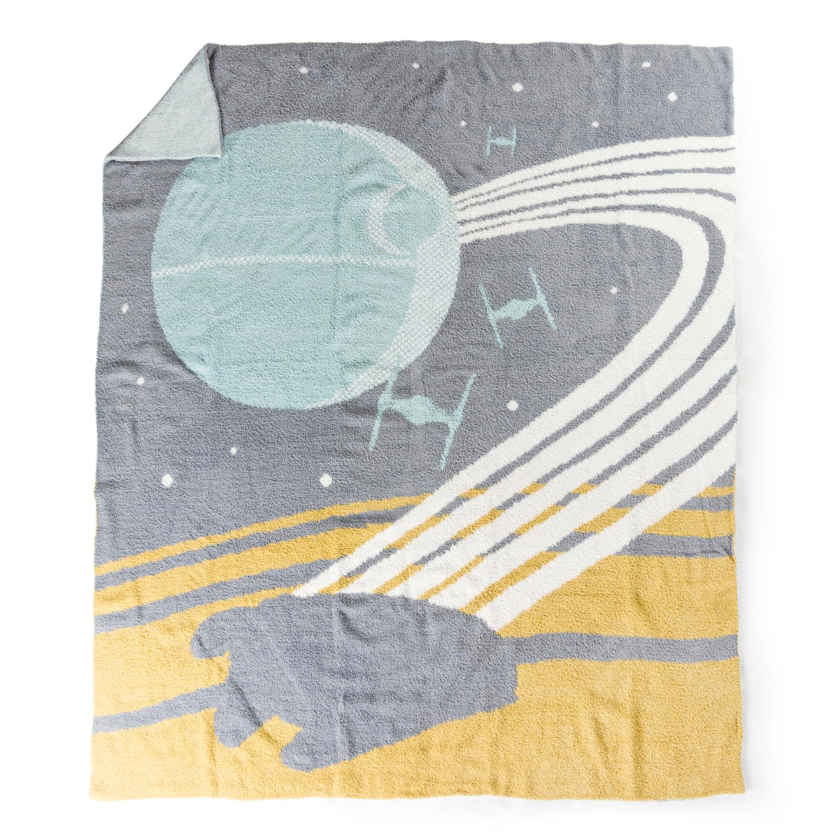 Jay Franco Star Wars feather-knit throw featuring Millennium Falcon for warm lounging.