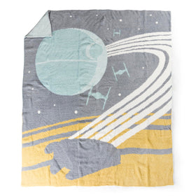 Jay Franco Star Wars feather-knit throw featuring Millennium Falcon for warm lounging.