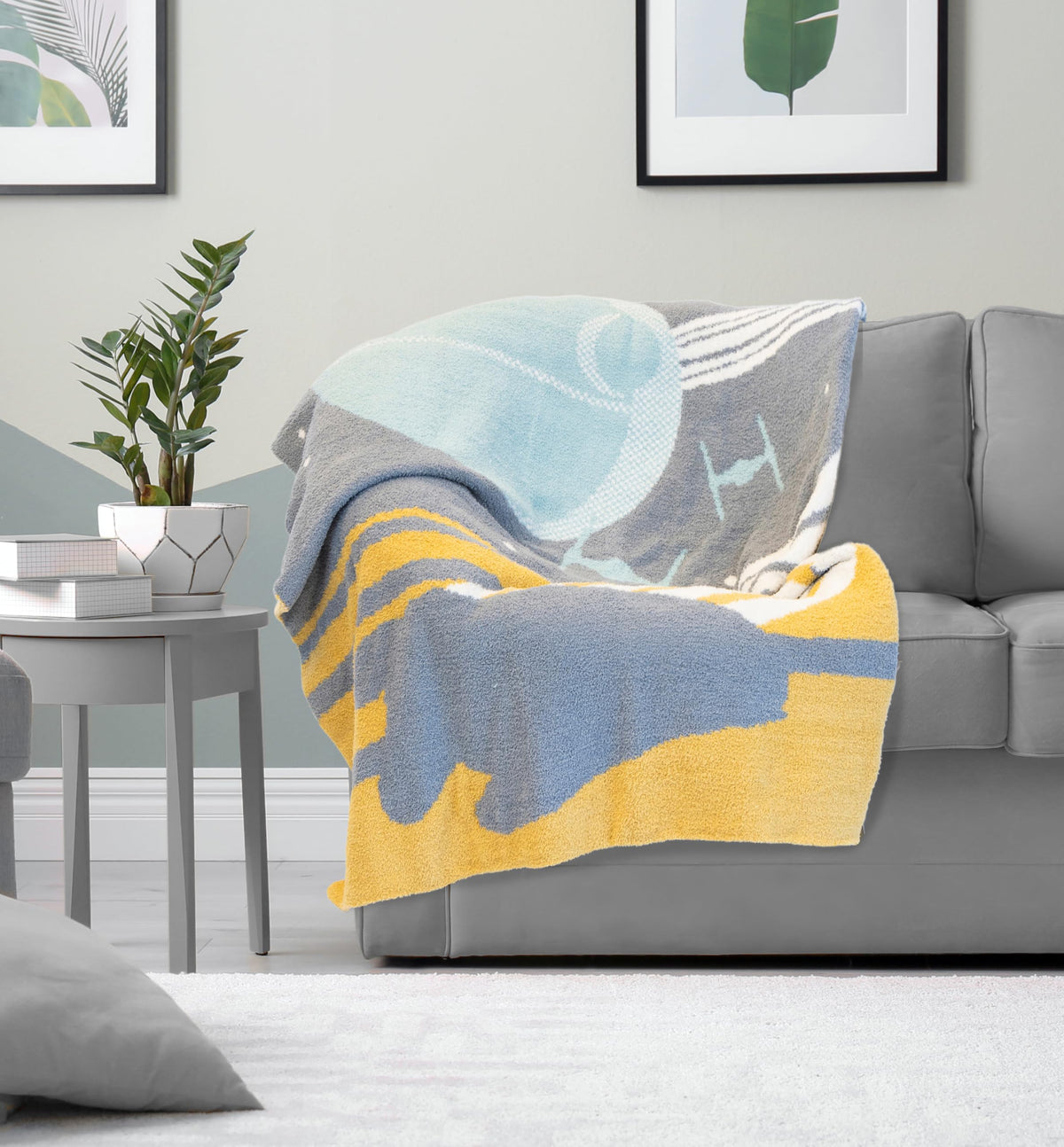 Jay Franco Star Wars feather-knit throw offers soft texture for snuggling.