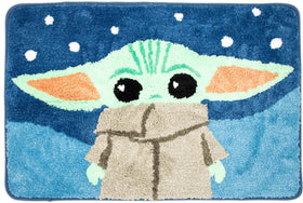 Jay Franco Star Wars Mandalorian blue bath rug featuring Baby Yoda Grogu for kid-friendly bath time.