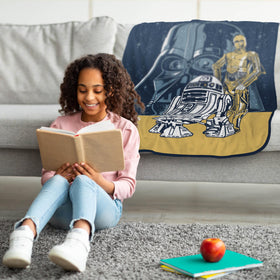 Jay Franco Star Wars plush throw with R2-D2 ideal for couch lounging.