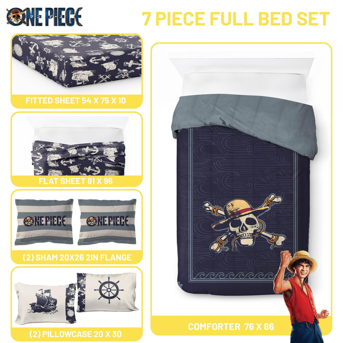 Jay Franco Straw Hat Pirates graphic sparks adventures at night.