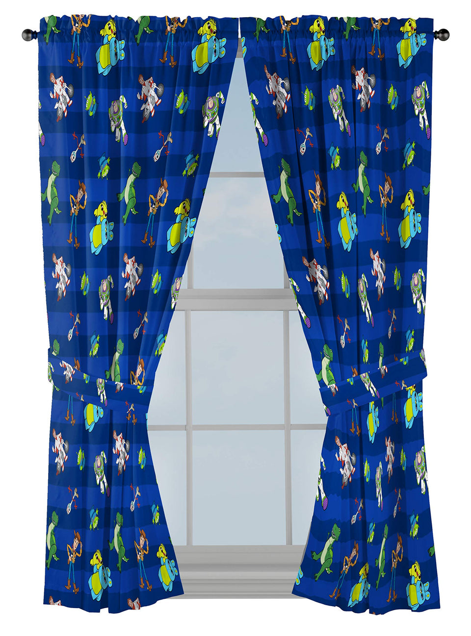 Jay Franco Toy Story curtains featuring Woody and Buzz for a playful bedroom vibe.