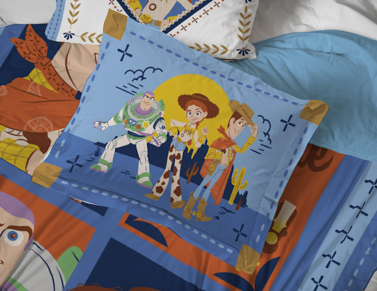 Jay Franco Toy Story standard pillowcase provides soft, kid-friendly bedding.