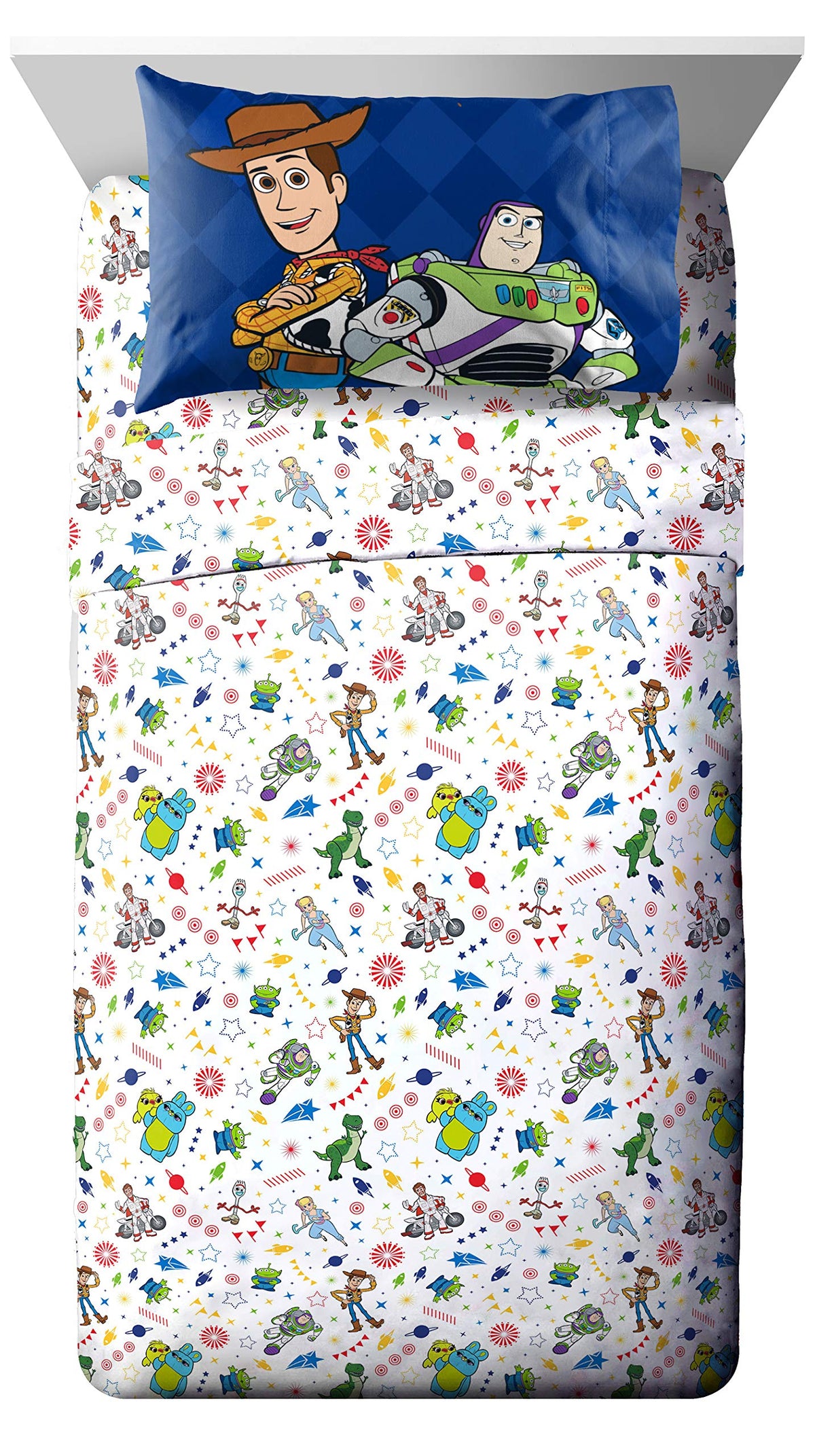 Jay Franco Toy Story sheet set with Woody and Buzz for themed kids' bedding