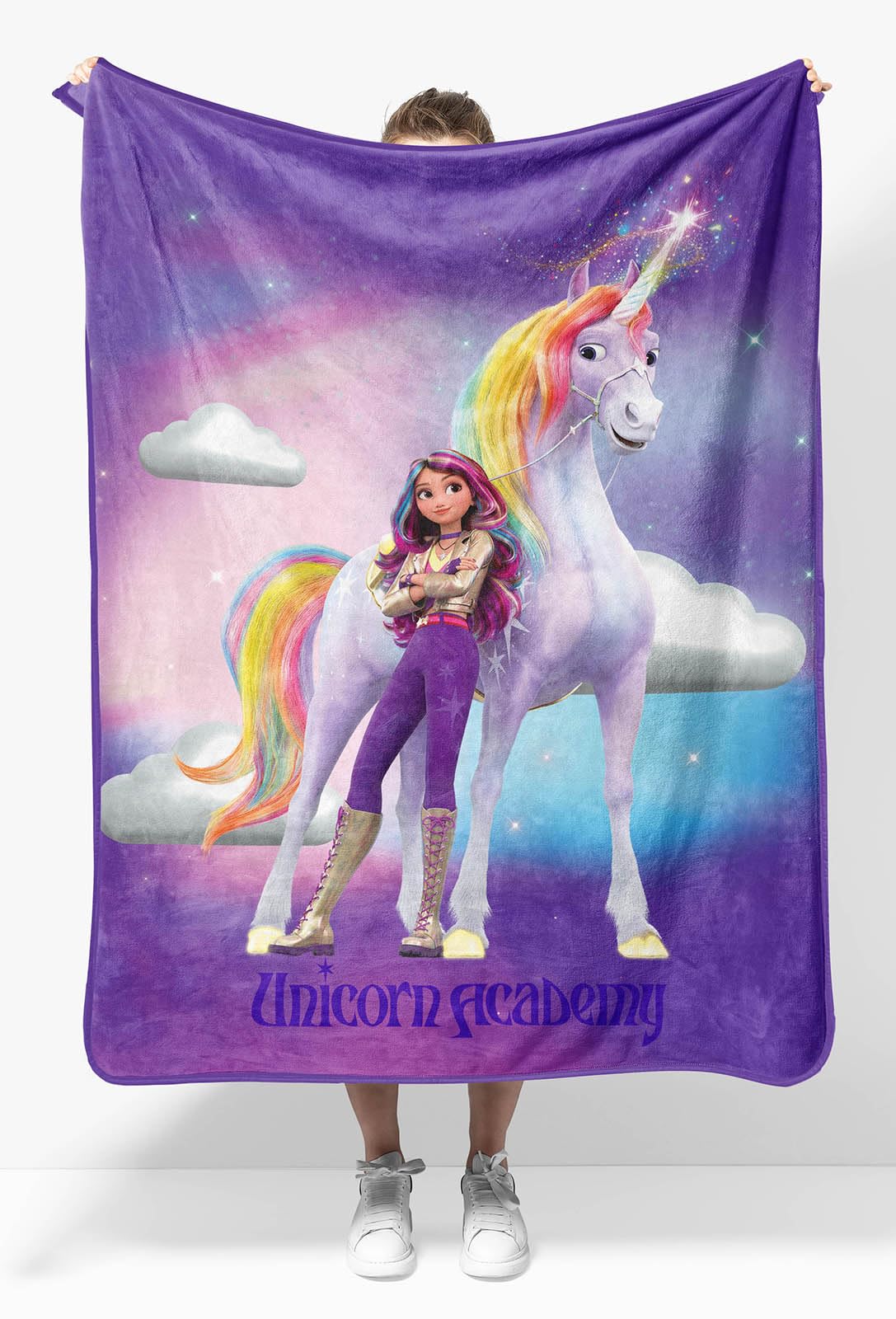 Jay Franco Unicorn Academy blanket in soft fleece for cozy nights.
