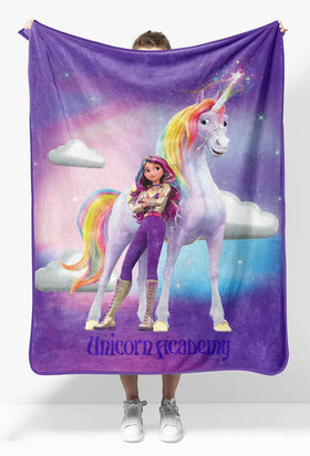 Jay Franco Unicorn Academy blanket in soft fleece for cozy nights.