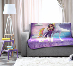 Jay Franco Unicorn Academy blanket for couch-snuggle moments and cozy movie nights.