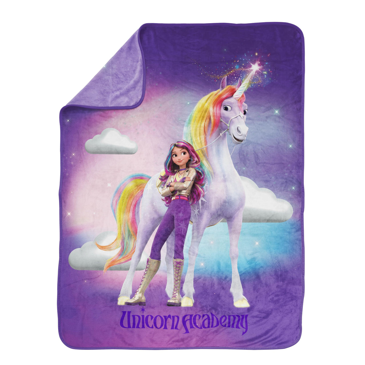 Jay Franco Unicorn Academy blanket adds kid-bedroom-decor warmth for your child's room.