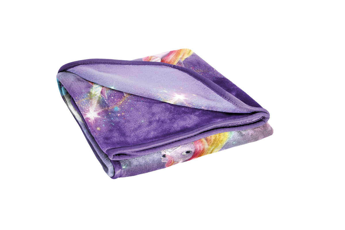 Jay Franco Unicorn Academy blanket purple-design adds playful style and warmth.
