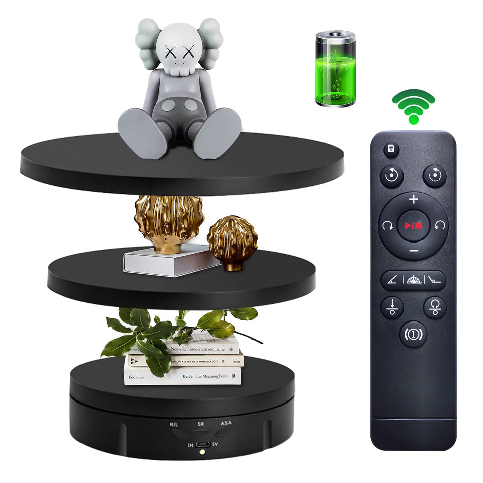 Jayegt 3in1 rotating display stand shows 5.74-inch top view for dynamic product demos.