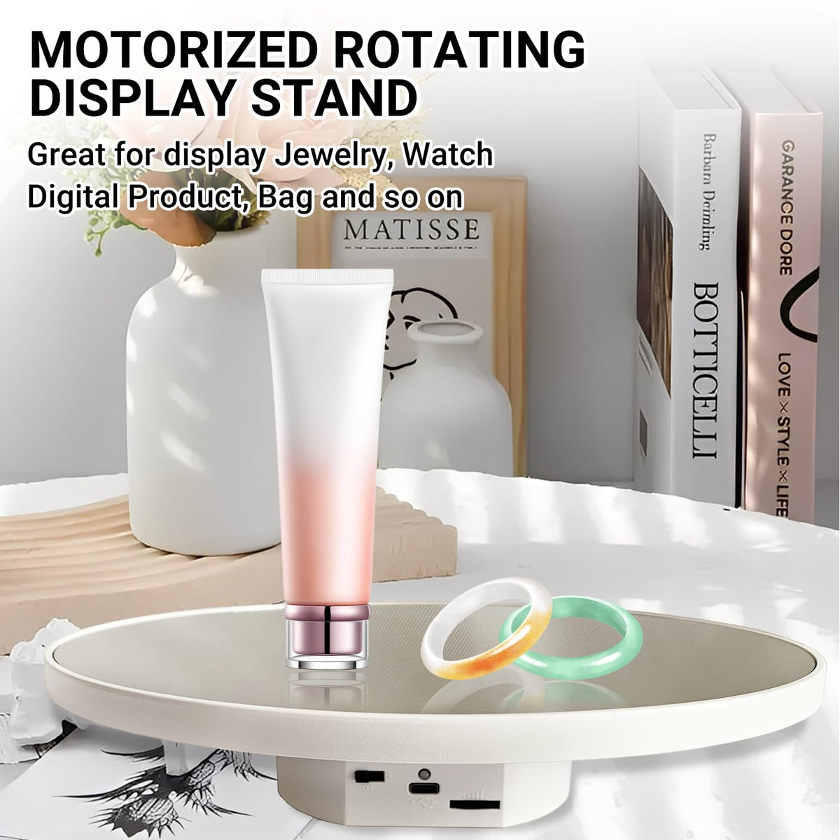 JAYEGT display base with grip pads keeps rotation steady.