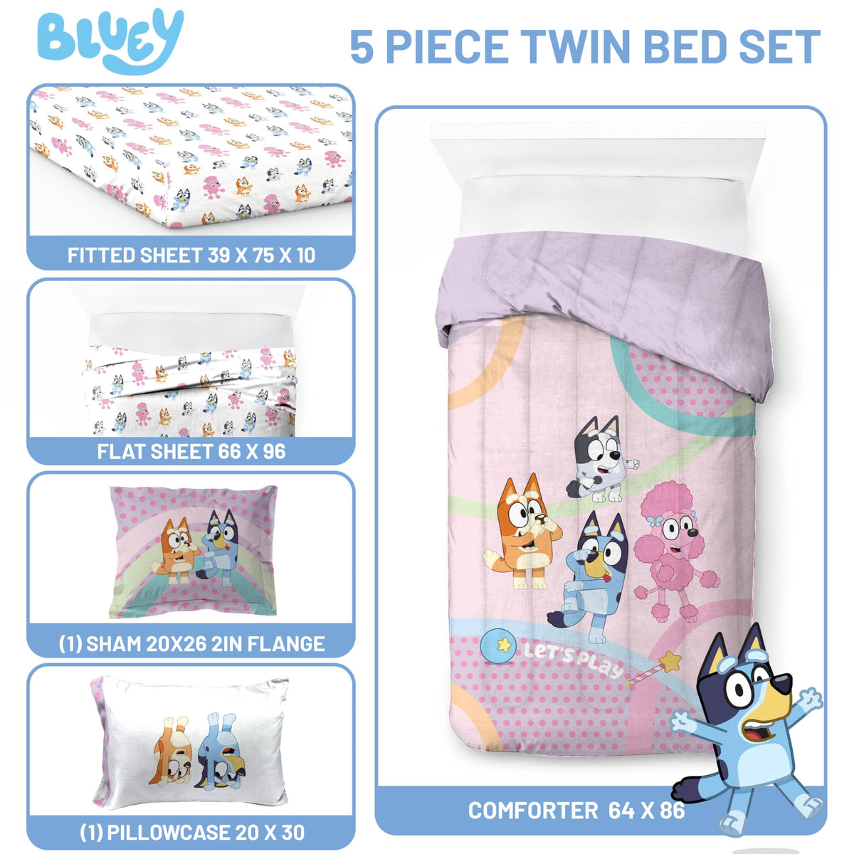 Bluey pillowcase by Jay Franco for soft, breathable nights