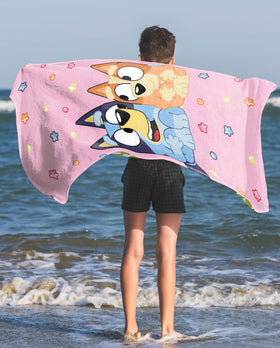 Bluey & Bingo towel soft and absorbent 100% cotton after baths